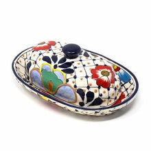 Load image into Gallery viewer, Encantada Handmade Pottery Butter Dish, Dots &amp; Flowers
