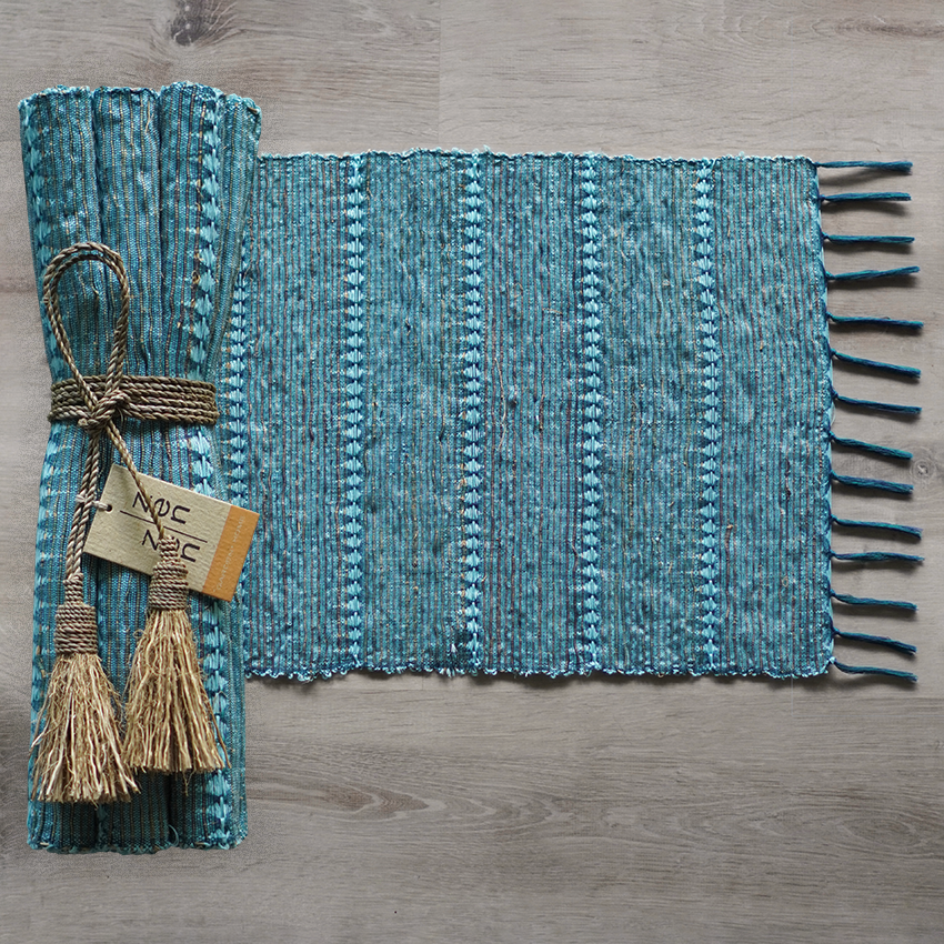 New Indigo Stripes Vetiver Placemats, Set of 6