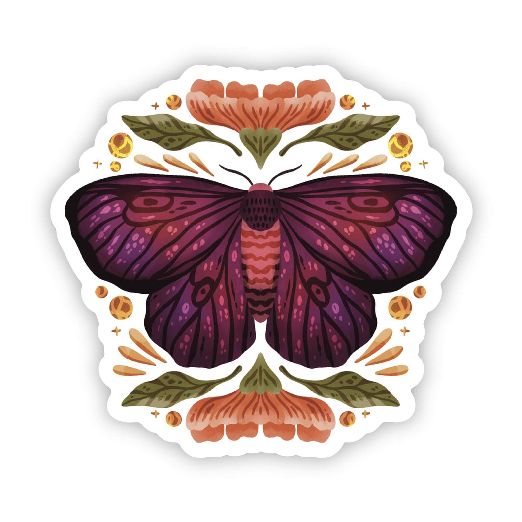 Moth Elegant Floral Sticker