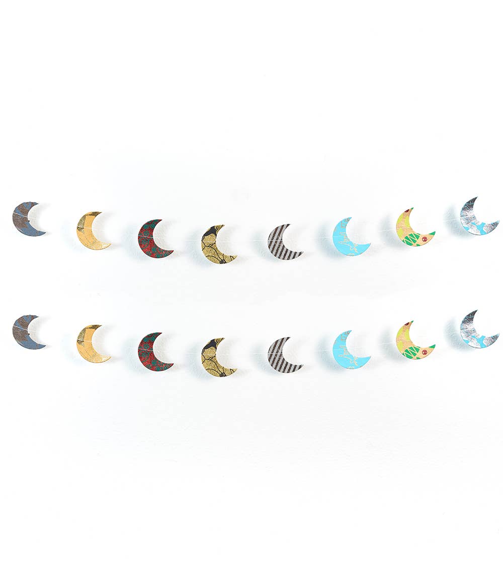 Moon Recycled Paper Garland - Eco Friendly Tree-Free Decor