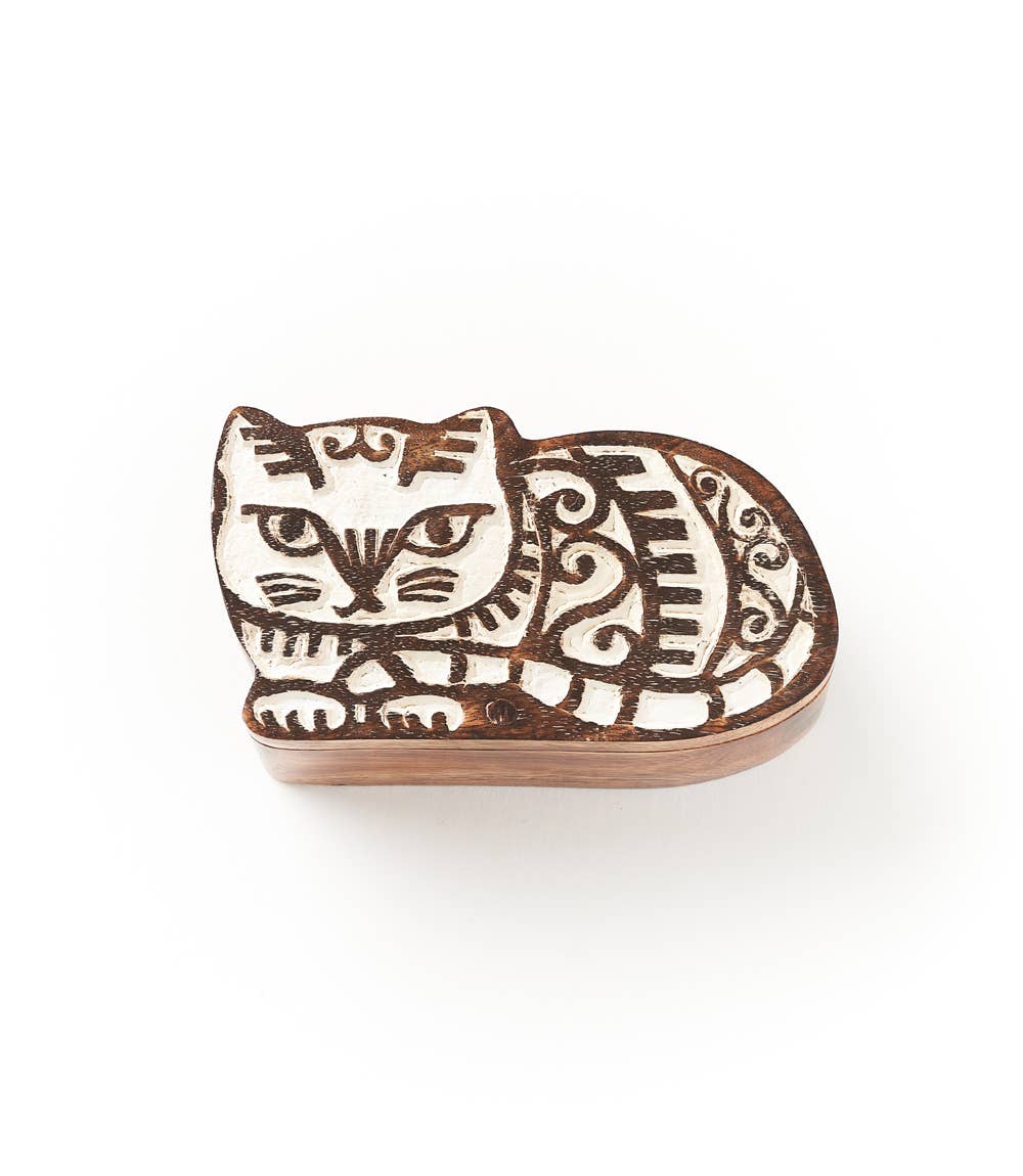 Antique Finish Pivot Box - Cat