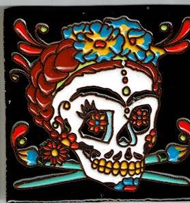 FRT-14 Frida Khalo Tile, Skull