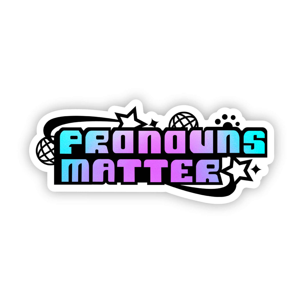 Pronouns Matter Colorful Y2K LGBTQ Pride Sticker